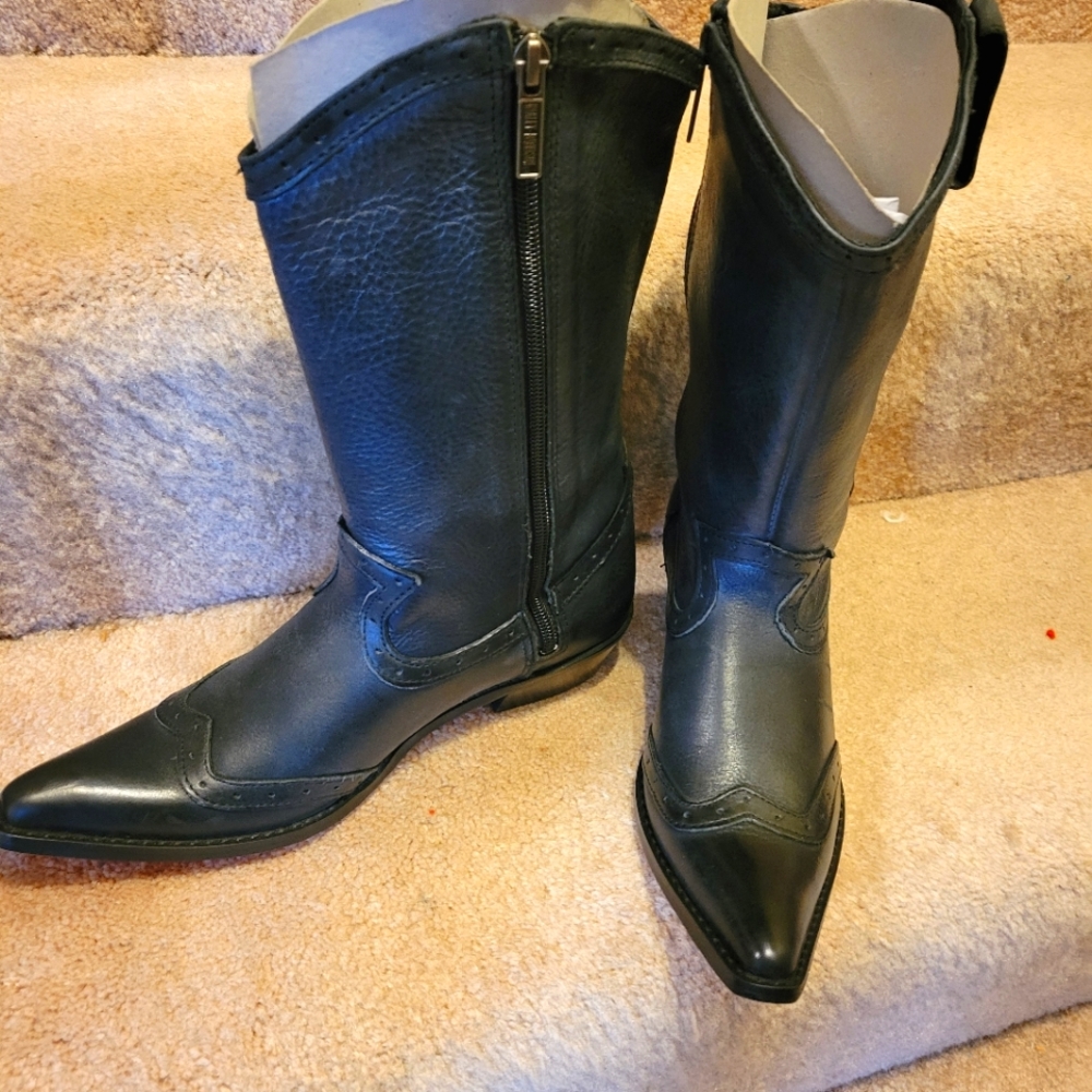 HARLEY DAVIDSON Women's 7 Black Leather Motorcycle Boots 85197